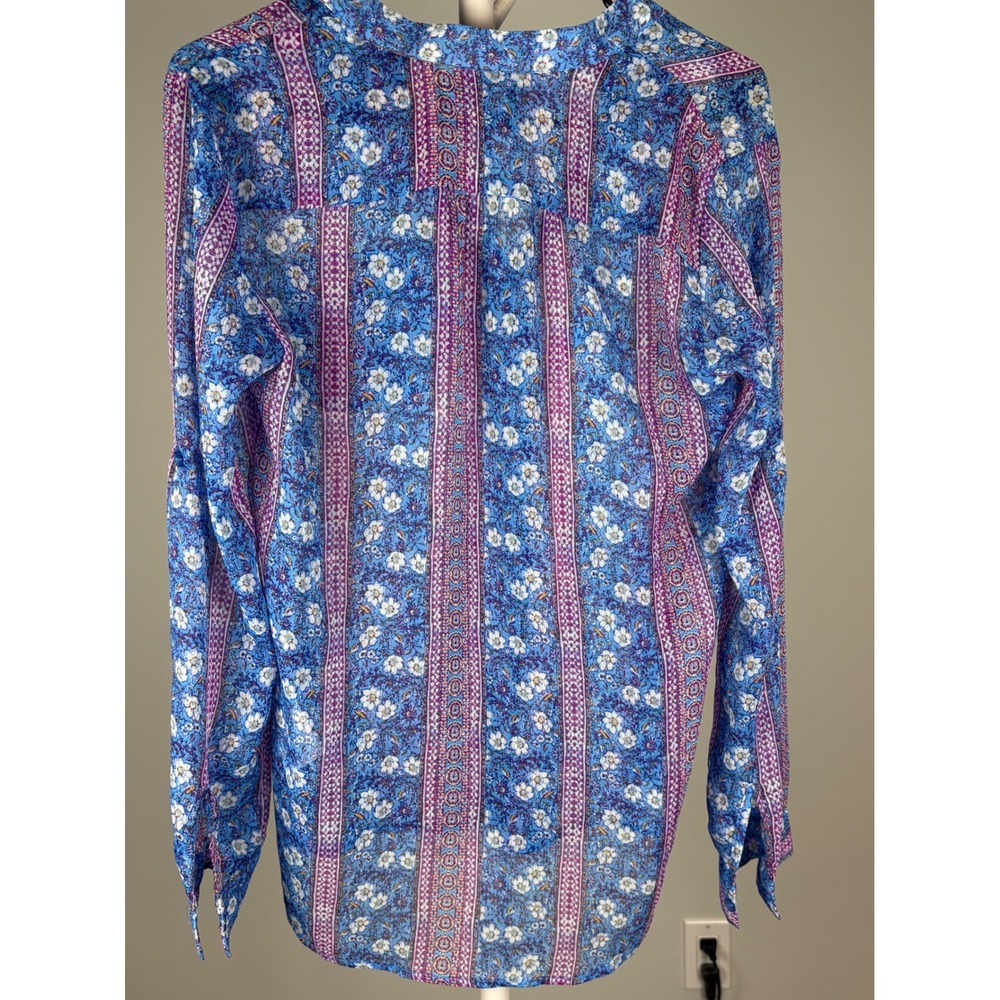 KUT from the Kloth Blue Floral Border Print Button Down Blouse XS KT32138 Boho - Picture 3 of 6